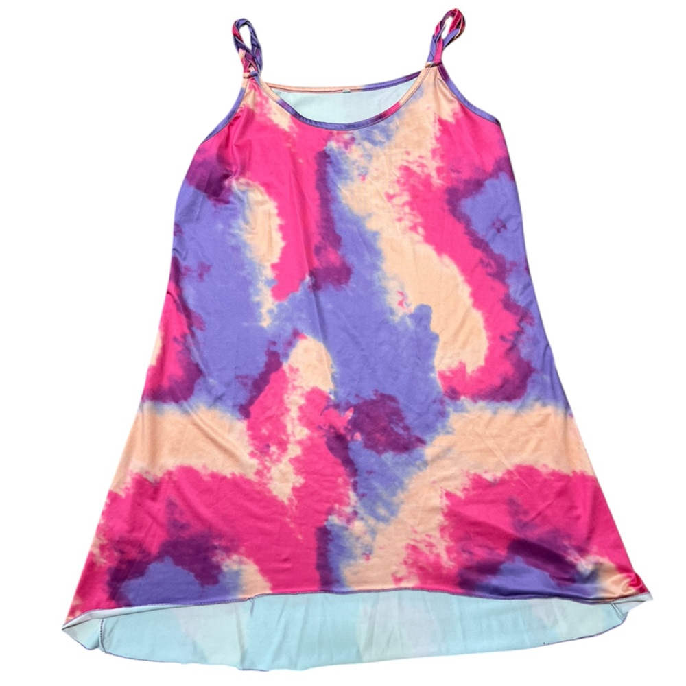 Boudoir Outfits Dress Tie-Dye Print Strap Backless Loose Sleep Top Size Small - Picture 3 of 7